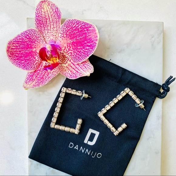 DANNIJO Archer Silverplated & Swarovski Crystal Hoop Earrings NWT - Picture 14 of 17